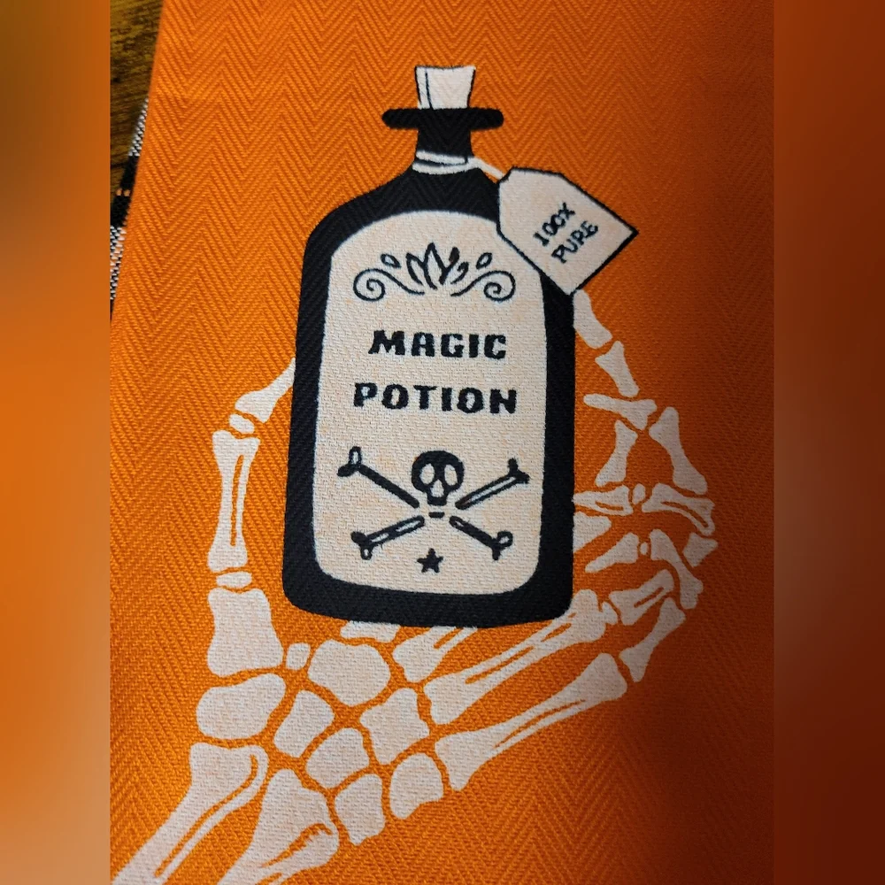 Halloween kitchen towels Orange Magic potion